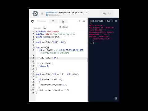Print Array Backwards Using Recursion
