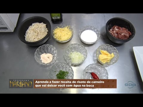 Quadro Boa Mesa mostra receita de Risoto de Carneiro no Programa Mariano 29 04 2023