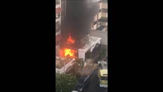 Transformador explota quemando edificio del Evaristo Morales