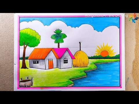 Gramer Prakitik Drisso Drawing 💚 Village Nature Art 💛 Voice Tutorial