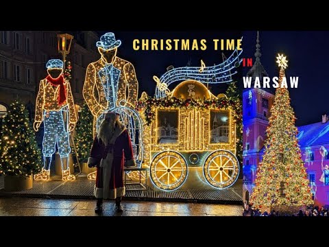 Christmas time in Warsaw: Amazing Fairy Lights | Beautiful Christmas tree | View of Old town