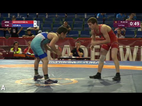 1/4 FS - 46 kg: A. MOVSESYAN (ARM) df. A. UZUN (TUR) by VPO1, 10-10
