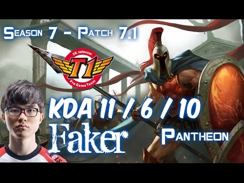SKT T1 Faker PANTHEON vs CASSIOPEIA Mid - Patch 7.1 KR Ranked
