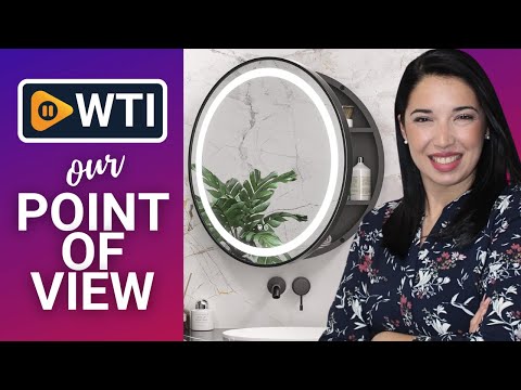 Keonjinn 26 in Black Round Bathroom Medicine Cabinet with Lights Electrical Outlet Dimmable Defog 3 Color Lights Circle LED Vanity Mirror with Storage Surface Mount Metal Bathroom Cabinet wit - WTI product video review