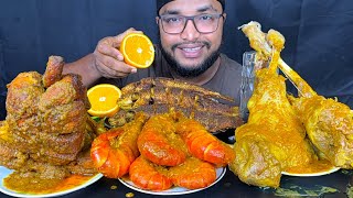Download lagu SPICY FULL CHICKEN CURRY, FULL FISH FRY , FULL MUTTON LEG PIECE CURRY AND PRAWNS CURRY WITH RICE  mp3
