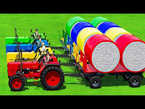 HARVEST & TRANSPORT BIG COTTON BALE  w/ SMALL BUHRER TRACTORS ON MUDDY ROAD! Farming Simulator 22