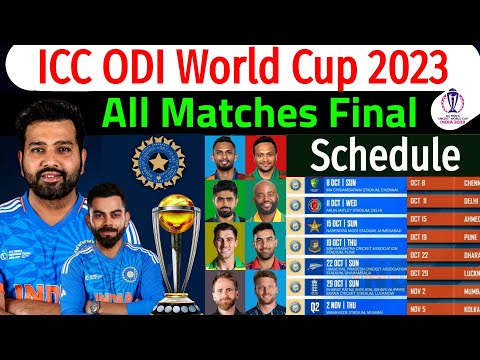 ICC World Cup 2023 - Team India All Matches Final Date & Time | India Final Schedule World Cup 2023