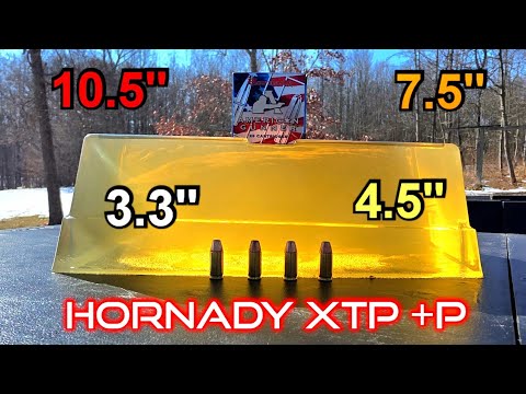 9MM Hornady XTP +P Ballistic Gel Test Various Barrel Lengths