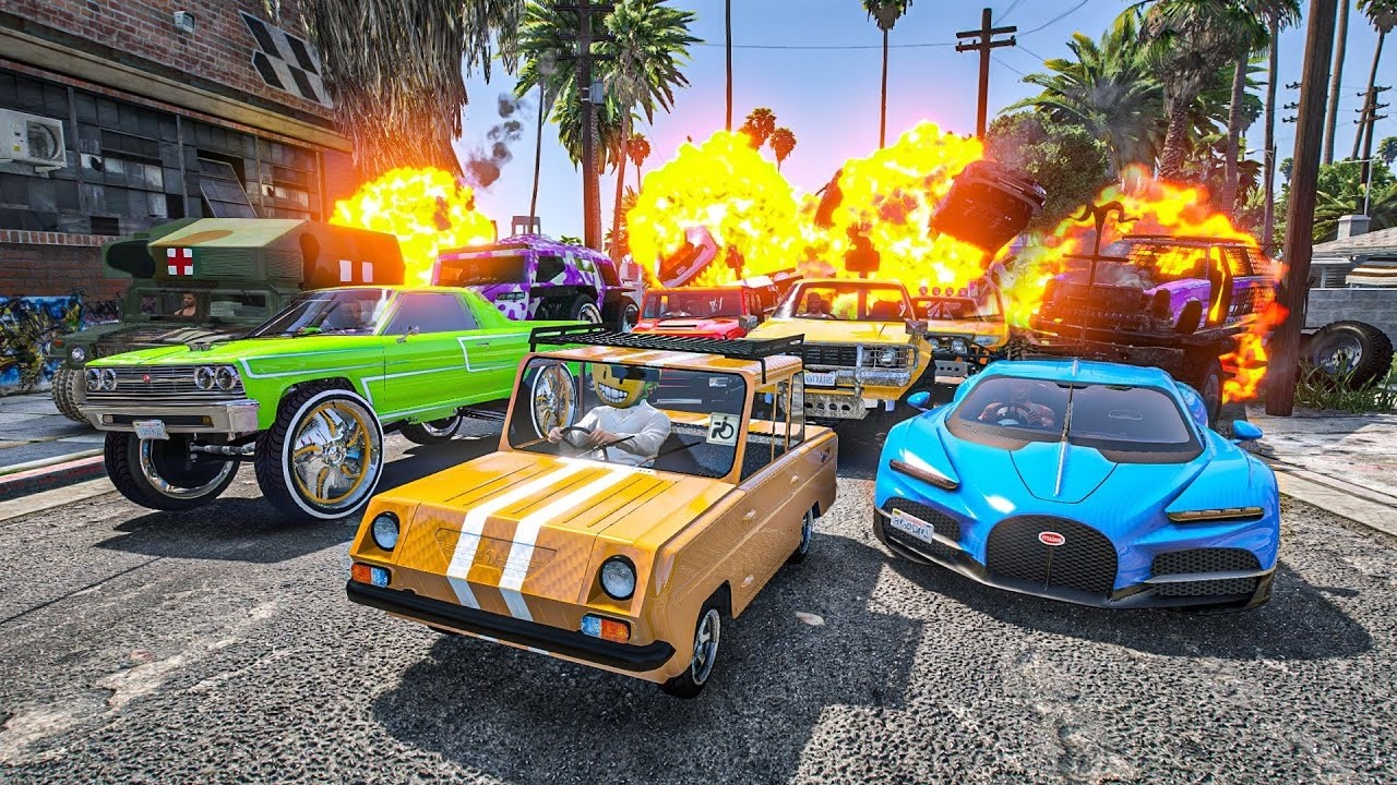 EL ÚLTIMO EXPLOTA CON COCHES ALEATORIOS!! NO ACELERA!! - GTA 5 ONLINE