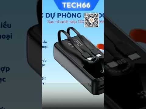 Pin sạc 50000mAh sạc nhanh 120W pin dung lượng lớn có dây cắm nhiều điện thoại - Gutek GT230