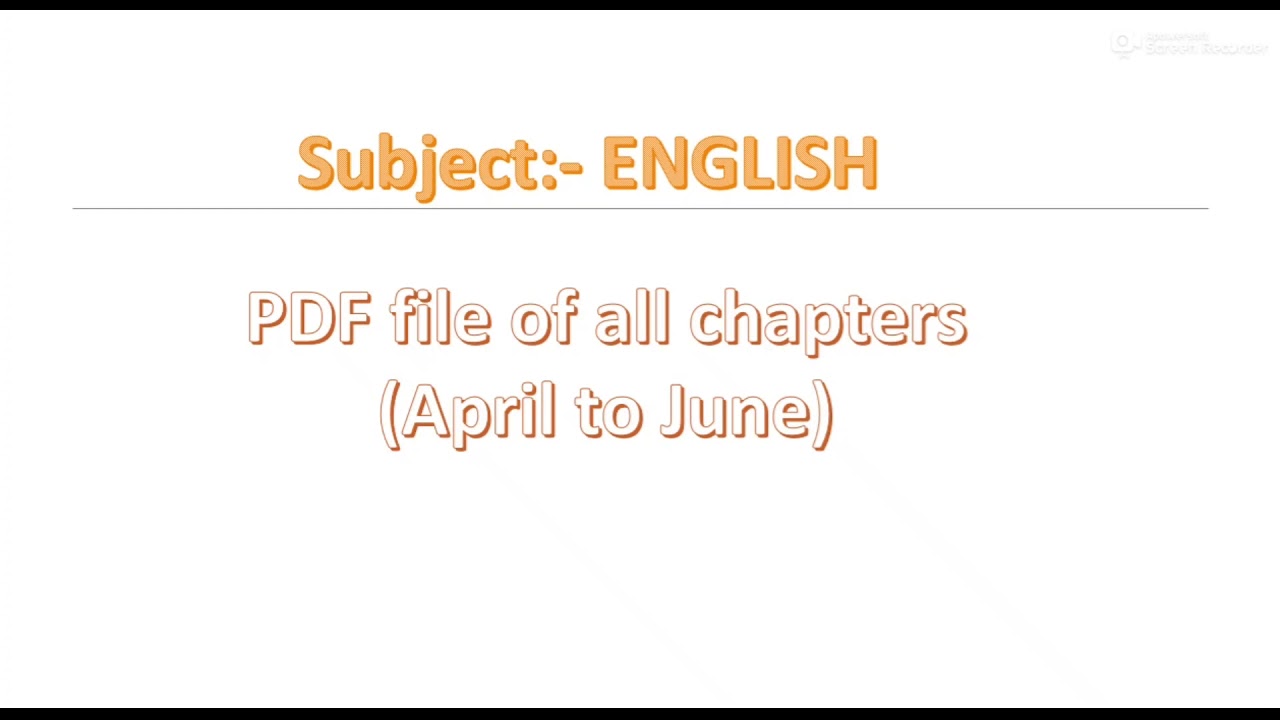 Subject : English Class : 1 Procedure to download PDF file