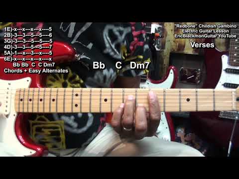 REDBONE Childish Gambino Guitar Lesson - Donald Glover @EricBlackmonGuitar