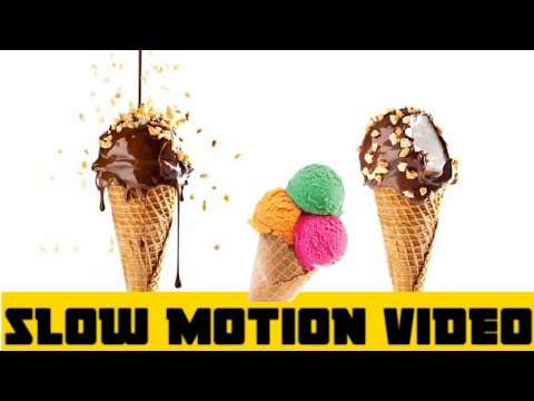 slow motion of an chocolate pouring on icecream