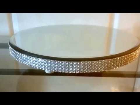 Diamante Mirrored Cake Plate Stand 30cm