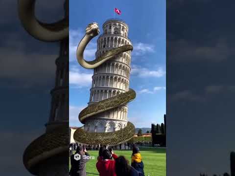 Giant Anaconda Engulfing PISA Tower of Italy #shorts #shortvideo #shortsfeed #reels #trending #ok