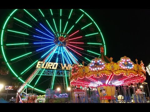 Amusement Park - Theme Park & Carnival FunFair Rides, Ferris Wheel, Carousel