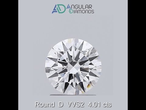 Round d vvs2 4.01 carat igi cvd hpht lab grown created diamo...