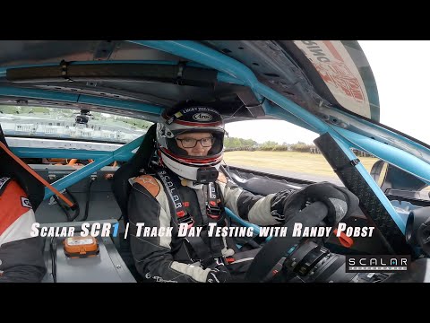 EV specialist and pro driver Randy Pobst tests the Scalar SCR1 at Atlanta Motorsports Park