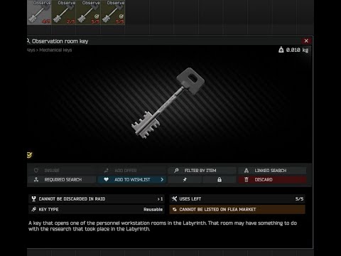NEW OBSERVATION ROOM KEY SPAWNS/TUTORIAL LABYRINTH IN TARKOV