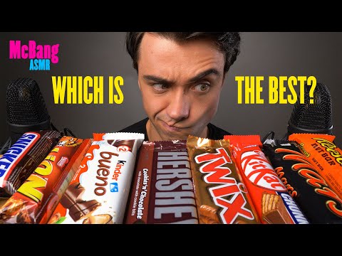 ASMR CHOCOLATE CANDY BARS Eating Sounds (HERSHEY’S, SNICKERS, KITKAT, TWIX, KINDER, MARS, LION)