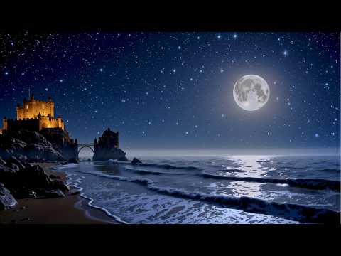 Moonlit Castle by the Sea | 10 HOURS Ocean Ambience (NO ADS)