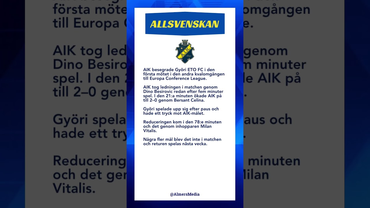 #Fotboll #Allsvenskan #EuropaConferenceLeague #AIK