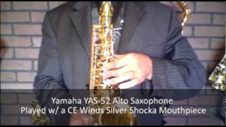 Video thumbnail for SaxMall.com Yamaha YAS-52 Alto Saxophone Sax played w/ CE Winds Silver Shocka Mouthpiece by CE Winds