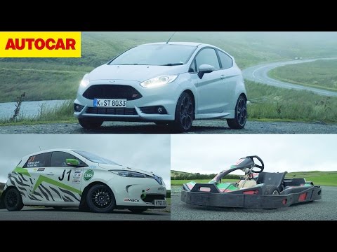 Ford Fiesta ST200 vs eRally Renault Zoe vs Go-kart | Autocar
