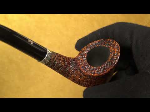 Pipa Ser Jacopo (R1) A rusticata - con vera in argento - Fancy Bent Billiard (SJ158)