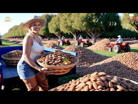 How US Farmers Almond Harvesting & Process in Factory 🌰 | Agriculture Technology