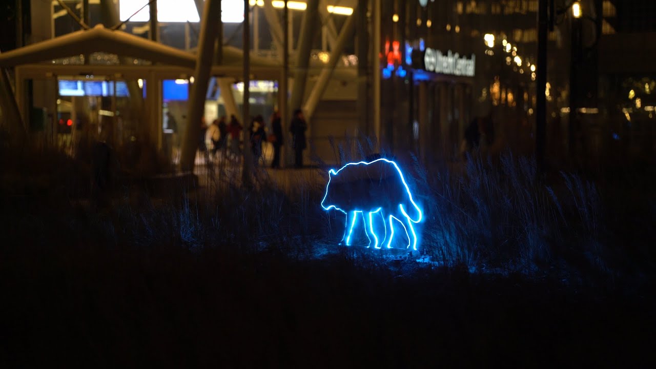 Ghost Town; Ghostly animals around Utrecht Central Station, by Front404