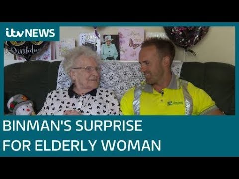 Binman brings a cake to a resident on her 100th birthday | ITV News Video