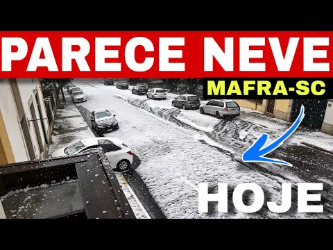 ❄️ PARECE NEVE! Granizo cai em MAFRA-SC e ruas ficam totalmente brancas nesta terça-feira!😱