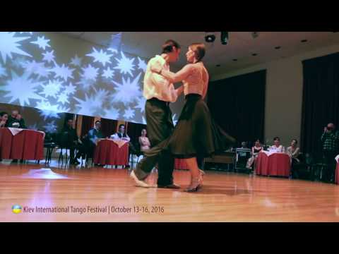  Viacheslav Ivanov  and  Olga Leonova  are  dancing  to  a  vals  at  Kiev International Tango Festival  in  2016