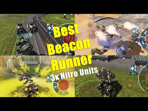 War Robots Beacon Runner Orochi, Skyros, Hellburner and Loki with 3x Nitro Units Speed Comparison