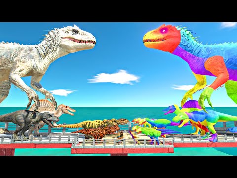 Dinosaurs Bridge Challenge | Rainbow Itself vs Indominus Rex - Animal Revolt Battle Simulator