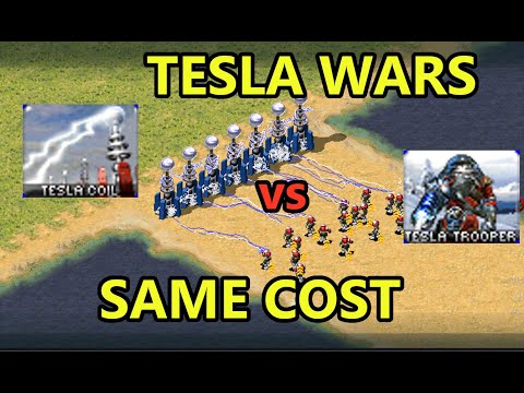 Tesla Troopers vs Tesla Coils [Same Cost] - Red Alert 2