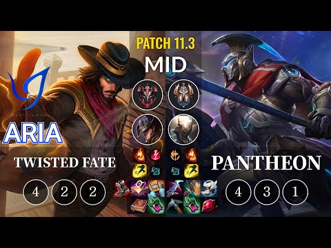 CGA Aria Twisted Fate vs Pantheon Mid - KR Patch 11.3