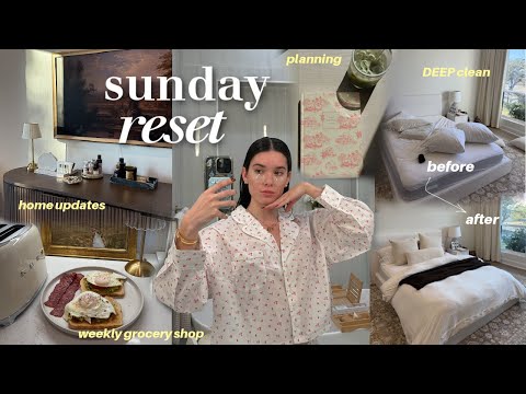 SUNDAY RESET 🎧🧺 vlog | deep clean, home decor updates, hauls, grocery order, weekly intentions