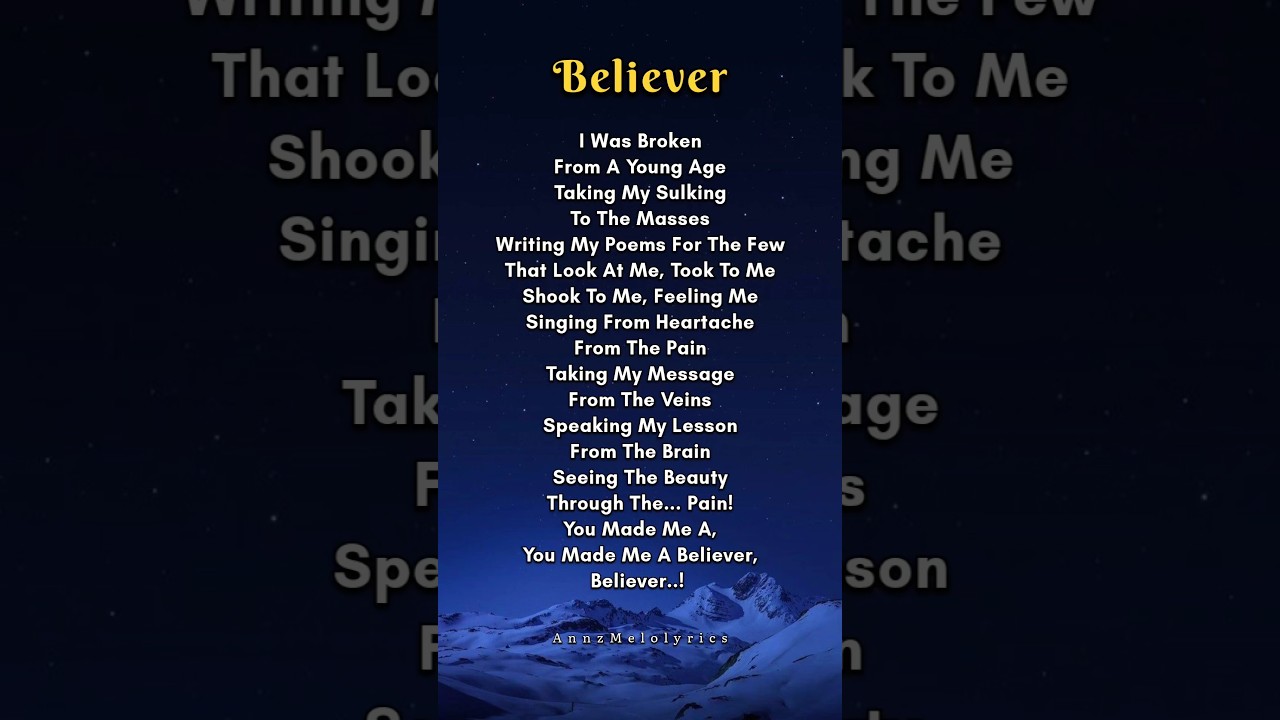 BELIEVER SONG LYRICS 🎶🔥 #song #english #songlyrics