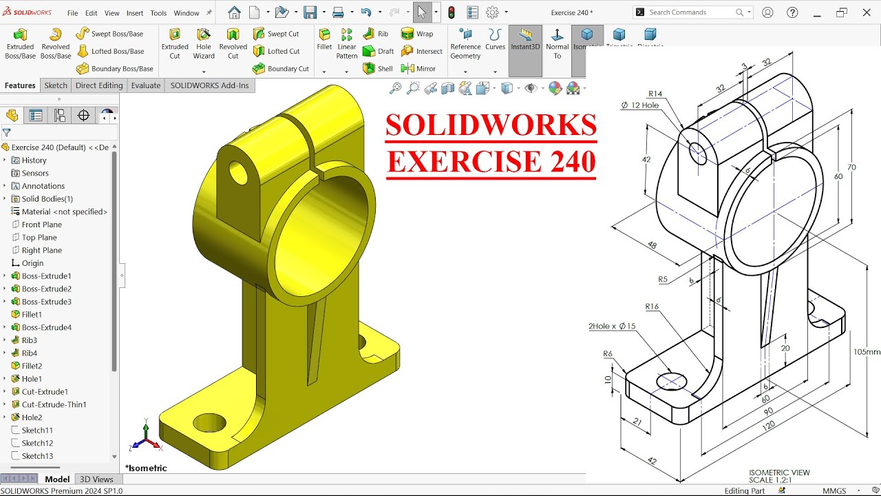 SolidWorks Tutorial for beginners- Exercise 240