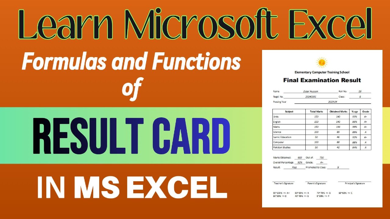 Complete Guide to Formulas & Functions in Result Card | Master Excel Easily | Result Card - Part 2