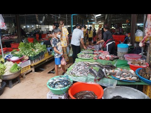 Morning Food Market Scene @Countryside - Amazing 317 Market in Morning at Phum Decho Kohsla