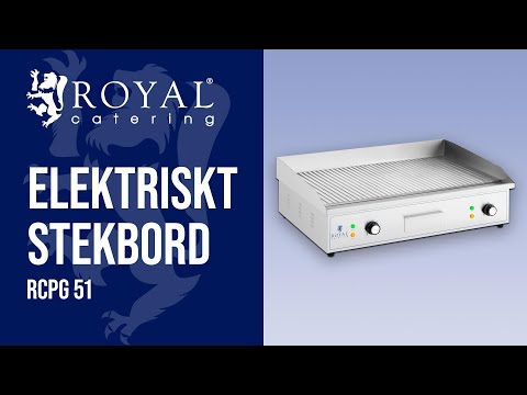 video - Elektriskt stekbord - 700 x 400 mm - Royal Catering - Räfflad - 4400 W