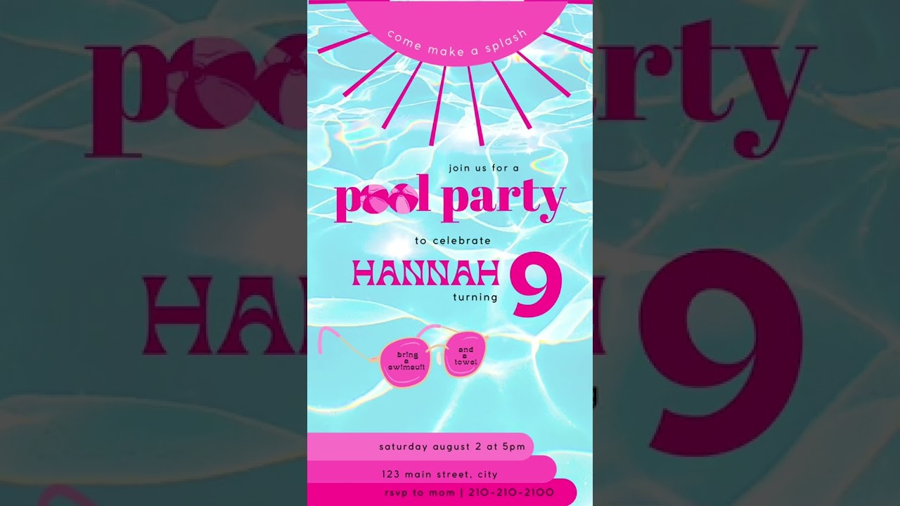 Pool Party Video Invitation