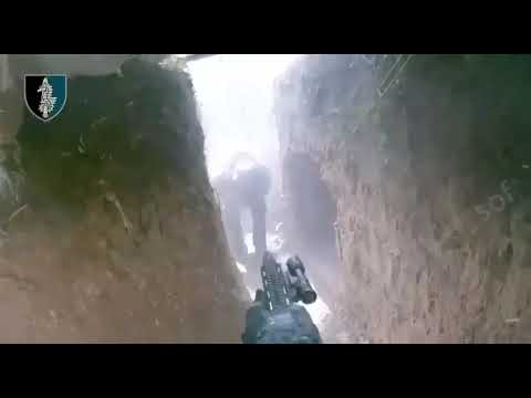[RAW FOOTAGE] Ukrainian SOF soldier eliminating 4 russian soldiers in CQB while clearing trench