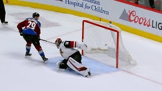 Nathan MacKinnon shows off the hands in shootout