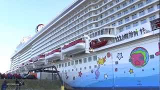 preview picture of video 'NORWEGIAN BREAKAWAY - Ems conveyance at Meyer Werft shipyard'