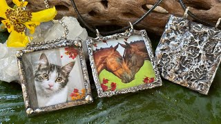 Stamped Soft Solder Shadow Box Pendants