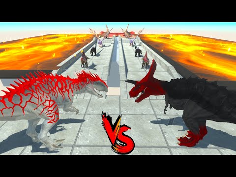 DARK TRICERATOPS vs RED T-REX RACE BATTLE COMPETITION - Animal Revolt Battle Simulator
